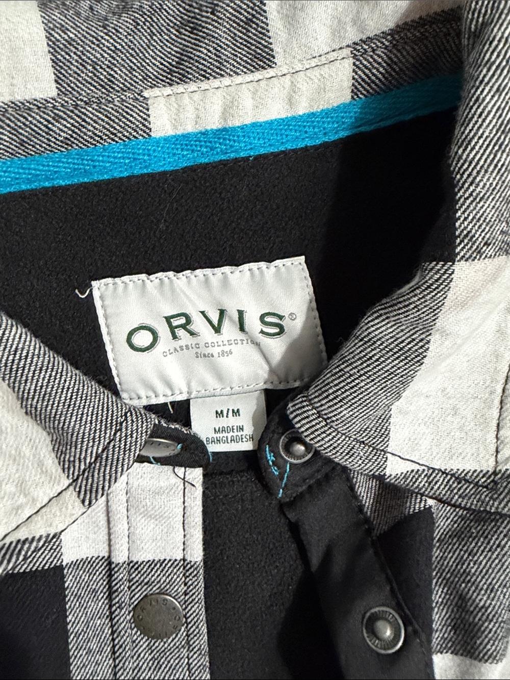 Orvis Black and White Buffalo Plaid Fleece Lined